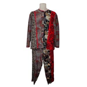 Maggie Shepherd Australia Patchwork Pants & Top Set Boho Art Wear Pantsuit M